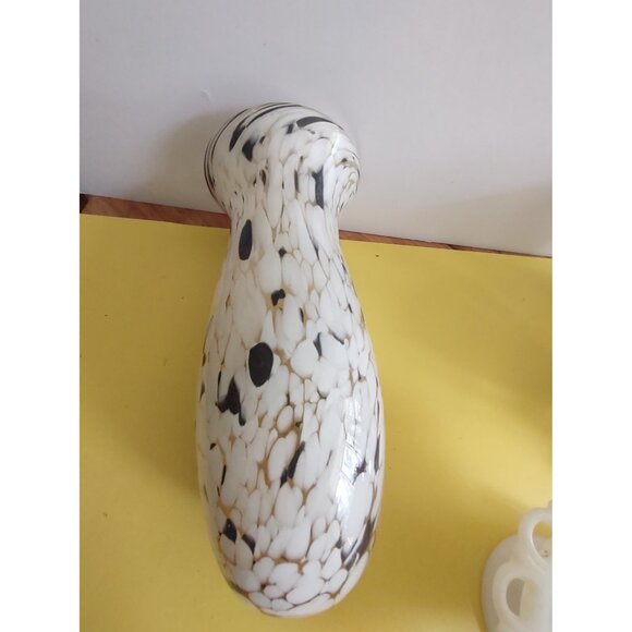 Todd Oldham Heavy Art Glass Vase White, Gold, Brown Mottle Design 12.5" - Picture 14 of 15